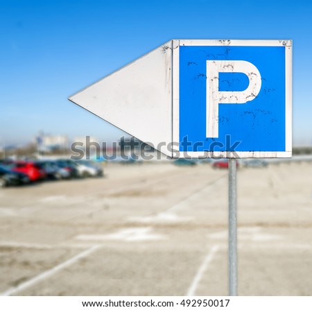 Parking lot with parking sign
