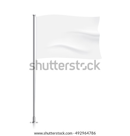 White flag template. Clean horizontal waving flag, isolated on background. Vector flag mockup. Royalty-Free Stock Photo #492964786