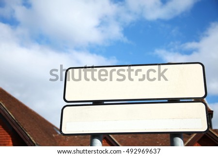 The old traffic signage board pole among clear sky for show caution and warning information.  