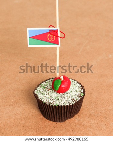 Eritrea flag on a apple cupcake,picture of a