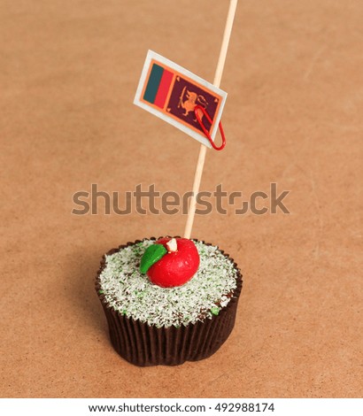 sri lanka flag on a apple cupcake,picture of a
