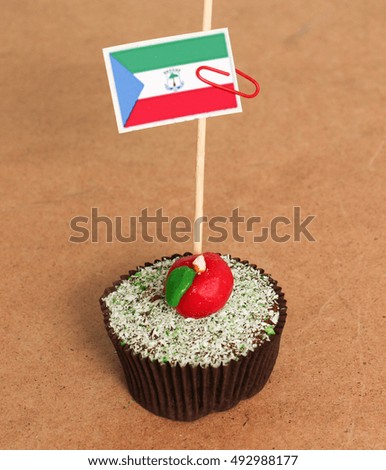 Equatorial Guinea flag on a apple cupcake,picture of a