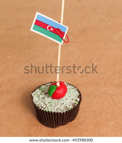 Azerbaijan flag on a apple cupcake,picture of a