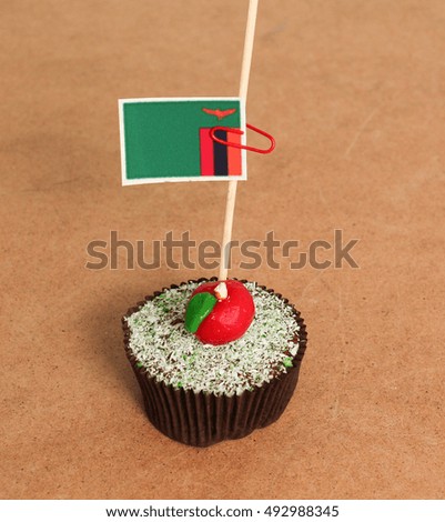 zambia flag on a apple cupcake,picture of a