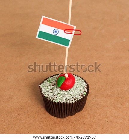 india flag on a apple cupcake,picture of a