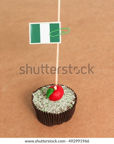 nigeria flag on a apple cupcake,picture of a