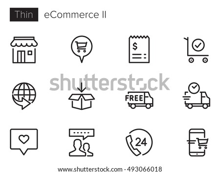 e-Commerce & Online Shopping II vector icon set Royalty-Free Stock Photo #493066018