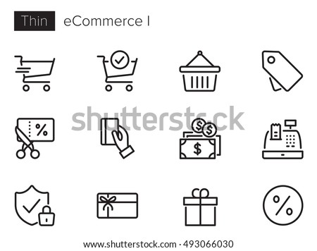 e-Commerce & Online Shopping I vector icon set Royalty-Free Stock Photo #493066030