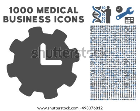 Time Settings icon with 1000 medical business cobalt and gray vector design elements. Set style is flat bicolor symbols, white background.