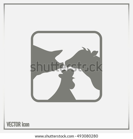 Vector illustration silhouette of cows,chicken and pigs