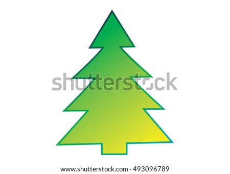 Christmas tree vector icon set silhouette design green color on white background. Concept tree icon isolated collection with decorative winter object. Xmas holiday vector illustration with light.