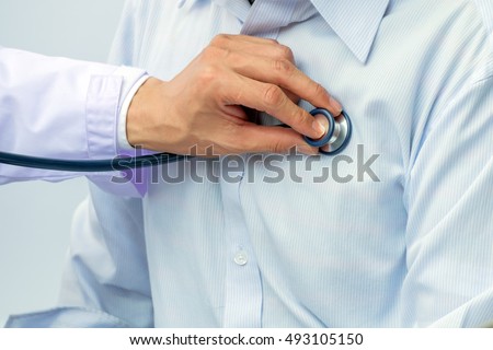 Doctors are listening to heart sounds. Royalty-Free Stock Photo #493105150