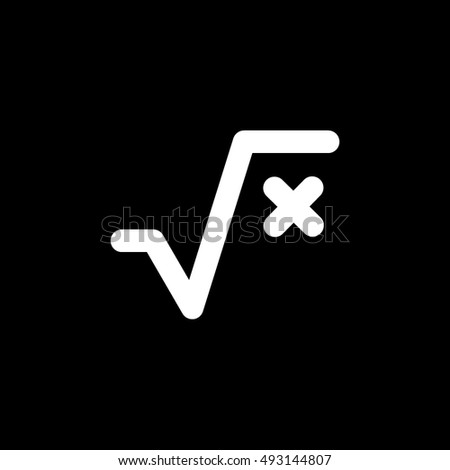 Square Root Flat Icon On Black Background