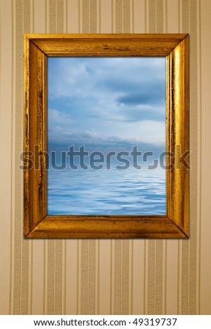 Vintage frame with sea view picture.