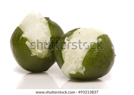Mexican lemon and coconut sweet isolated in white background.