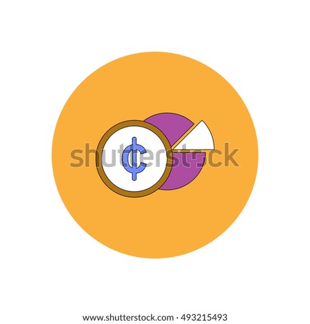 Vector illustration in flat design of Business pie chart and currency