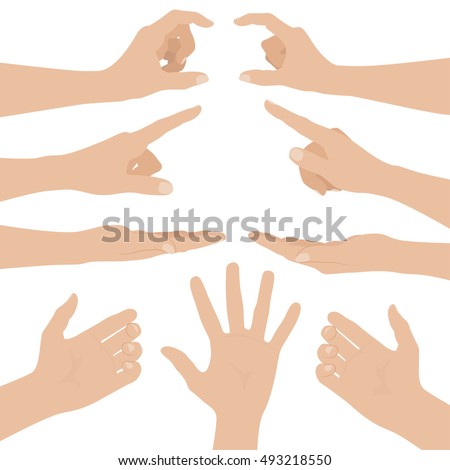 Collage of woman hands on white background. Flat design vector illustration
