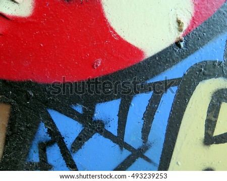  Small part of a big colorful street graffiti                              