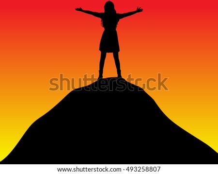 Vector illustration of a girl spread her arms