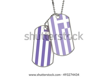 Greek Dog Tags, 3D rendering isolated on white background