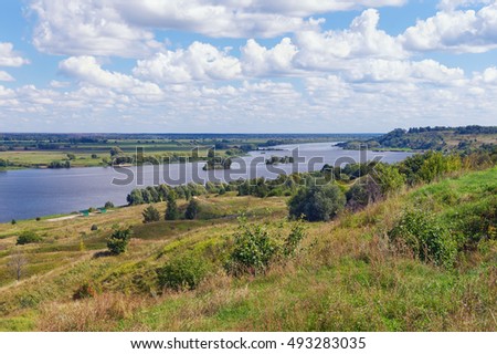Bank of Oka river near Konstantinovo village. Central Russia, Ryazan region