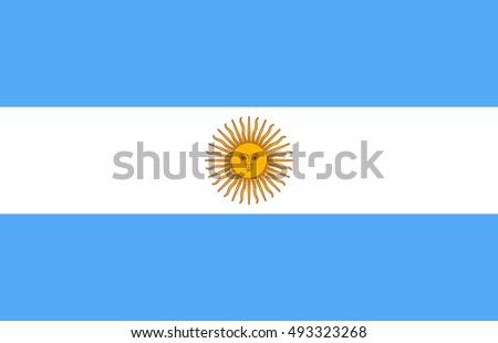 Flag of Argentina in correct size, proportions and colors. Accurate official standard dimensions. Argentine Republic national flag. Argentinian patriotic symbol, banner, element, background. Vector