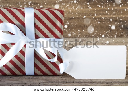 Present With Snowflakes, Copy Space For Advertisement