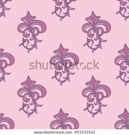 Damask abstract seamless pattern with hand drawn decoration. 