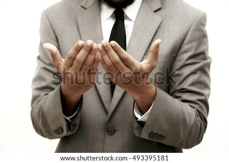 Man praying for god isolated on white