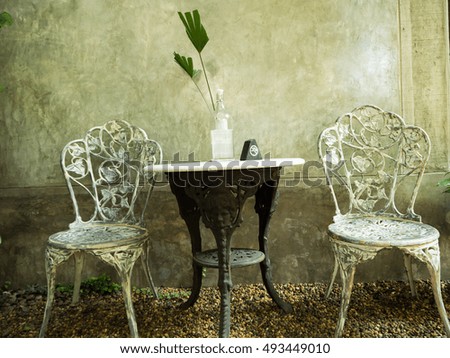 table and chair in the garden
