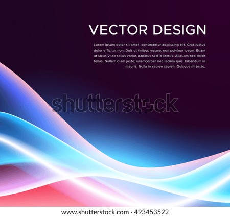 Abstract vector background with light waves. Banner design with colorful glowing curves. Light painting template.