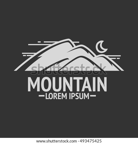 Mountain exploration vintage logo, emblem or silhouette. Logotype template and badge. Vector Illustration.