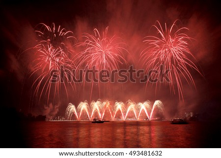 Fireworks over the waterfront