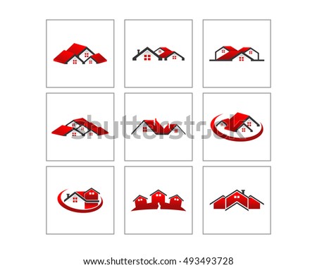 red residence residential house housing real estate logo image vector icon