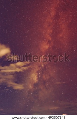 blurred night sky and milky way and star