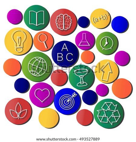 Set of vector icons about science, hobby, education, self-development