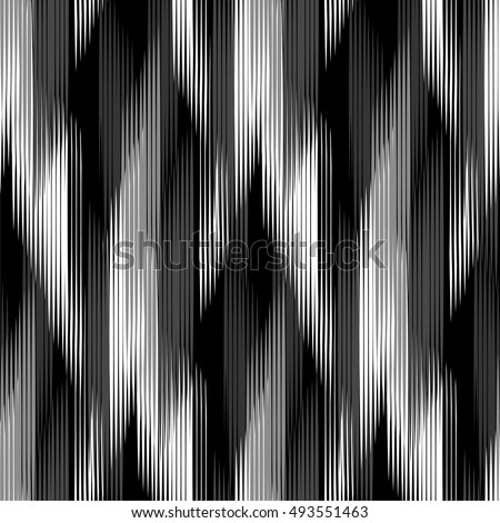 Seamless Ikat Pattern. Abstract black and white background for textile design, wallpaper, surface textures