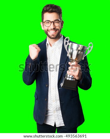 young man holding a trophy