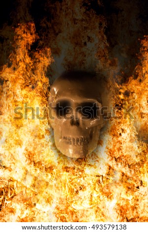 burning skull, Halloween background