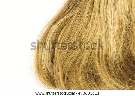 Blonde thick hair isolated on white background
