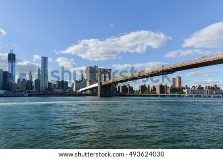 View of the Manhattan Skyline from Brooklyn, New York.