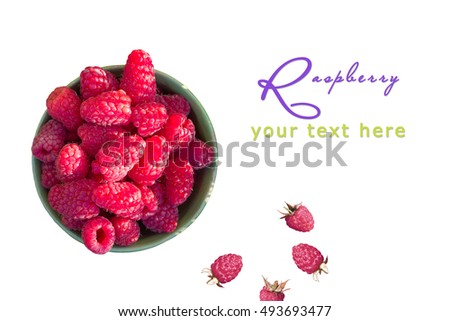 Raspberries in the bawl, white background