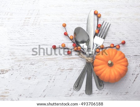Thanksgiving Meal Setting Royalty-Free Stock Photo #493706188