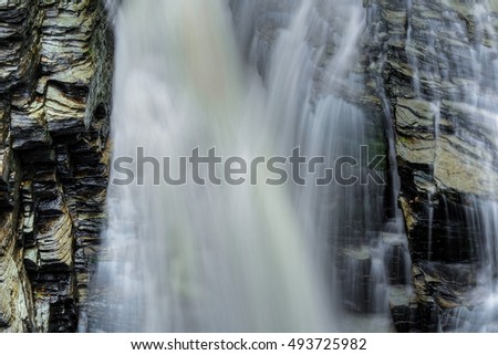 Close-up of a waterfall with rocks in Sweden
