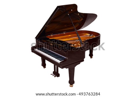 black Grand piano isolated on white background