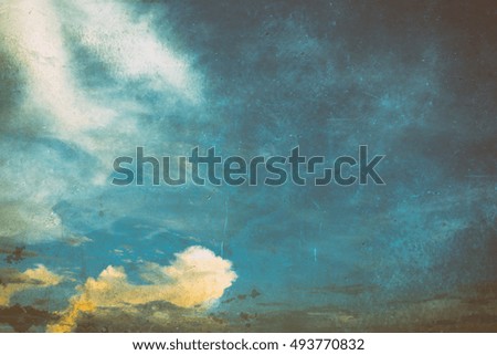 vintage tone image of blue sky and white clouds on day time for background usage.