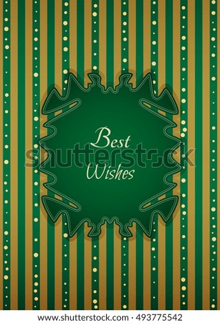 Decorative birthday sticker in retro vintage style on striped background. Poster with motivation text: BEST WISHES.