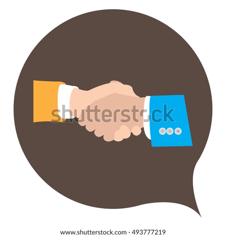 Isolated handshake icon on a brown sticker, Vector illustration