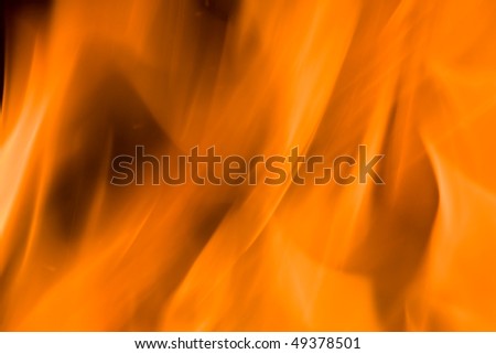 Flames of Fire in a Fireplace against a black Background