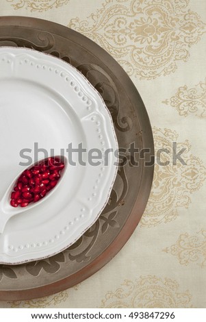 Stack of beautiful plates rustic style
